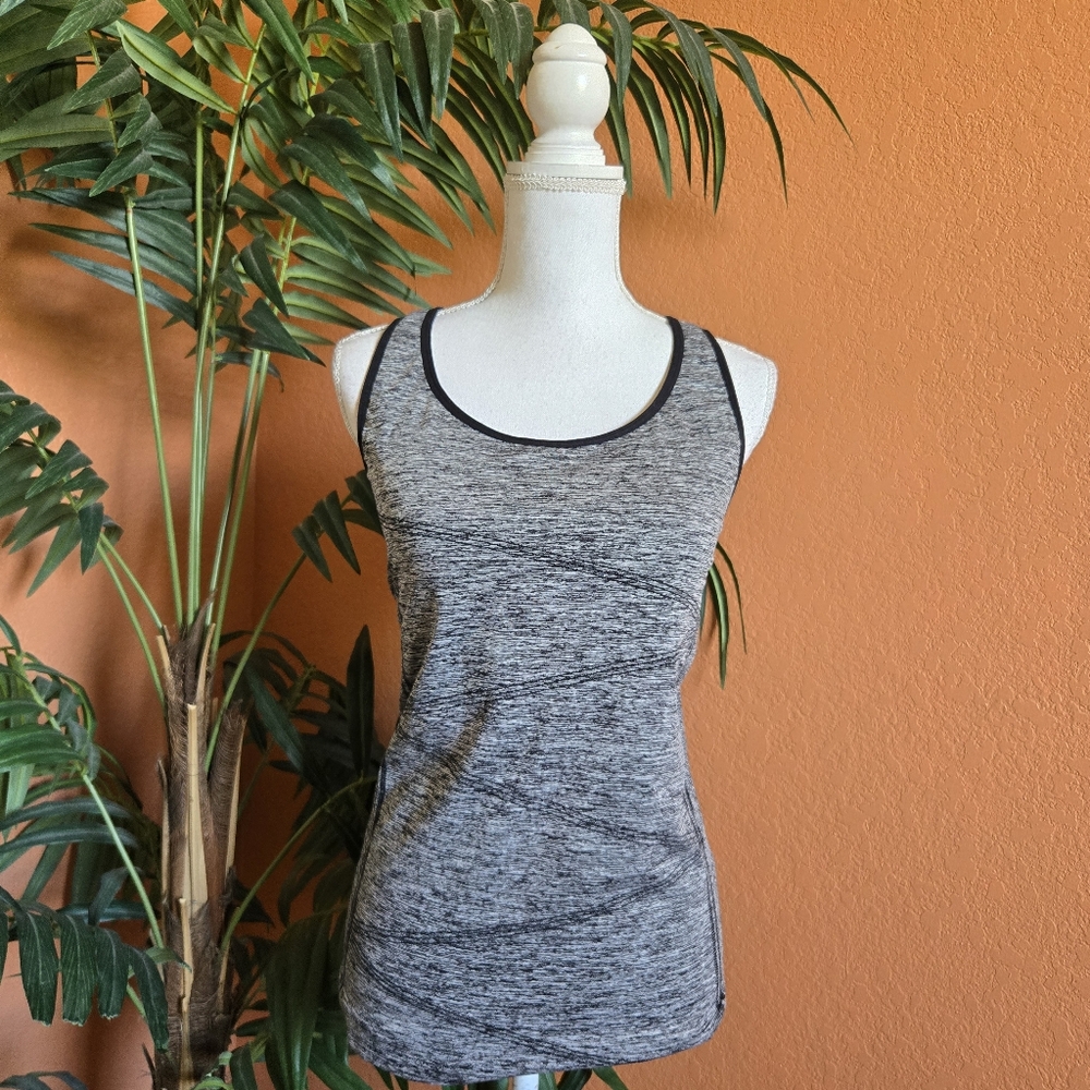 3/$25 Disbest Racerback Workout Tank Top Stretch Bra XL Black White Heather Gray